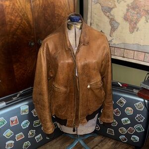RARE Vintage Avirex Limited Type G-2 U.S.Navy Brown Leather Flight Bomber Jacket